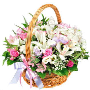 Цветы в корзинке «Нежное признание»
